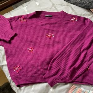 Beaded sweater purple